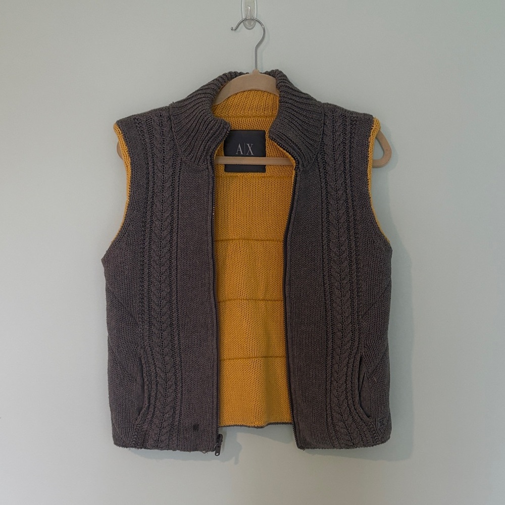 Armani Exchange Brown and Yellow Knit Vest